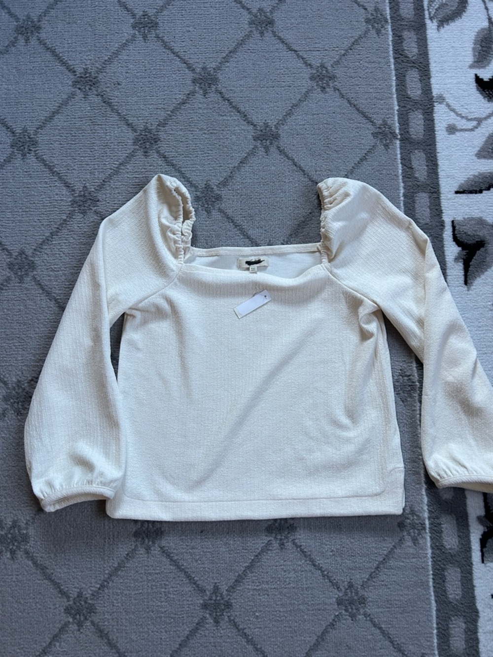 Madewell Crepe Square Neck  Puff Sleeve Top